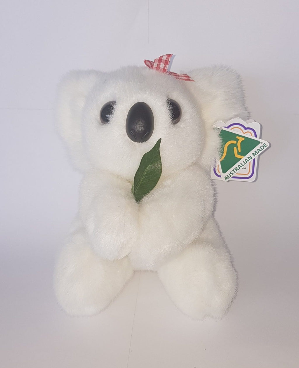174 White Koala 8″ with gum leaf